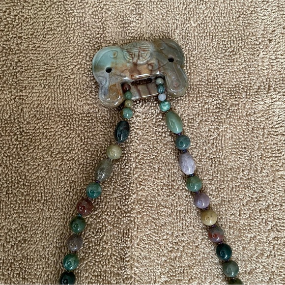 Multicolor Beaded Necklace with Elephant Pendant - Picture 2 of 4